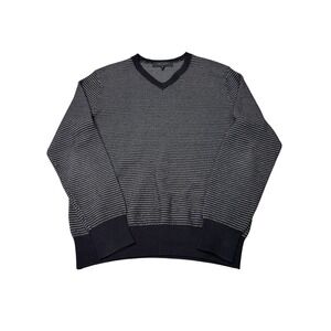 Rag & Bone‎ Mens V-Neck Sweater Black White Patterned Cotton Blend Size M